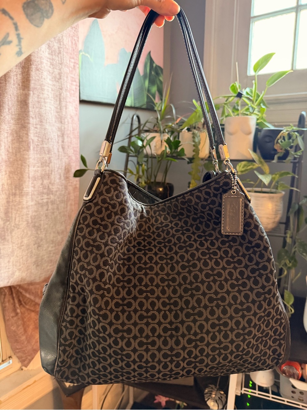 Coach Madison Op Art Needlepoint Phoebe Shoulder Bag